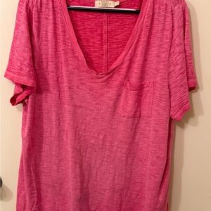 Vintage Soft V-Neck Pocket Tee - Pink